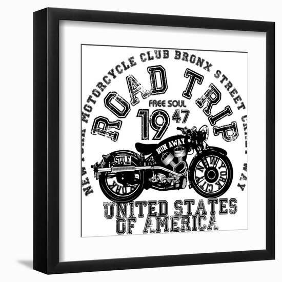 Vintage Motorcycle T-Shirt Graphic-emeget-Framed Art Print