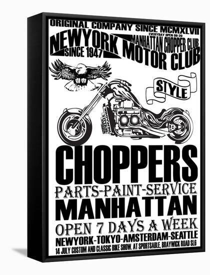 Vintage Motorcycle T-Shirt Graphic-emeget-Framed Stretched Canvas