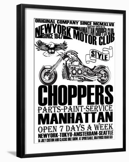 Vintage Motorcycle T-Shirt Graphic-emeget-Framed Giclee Print