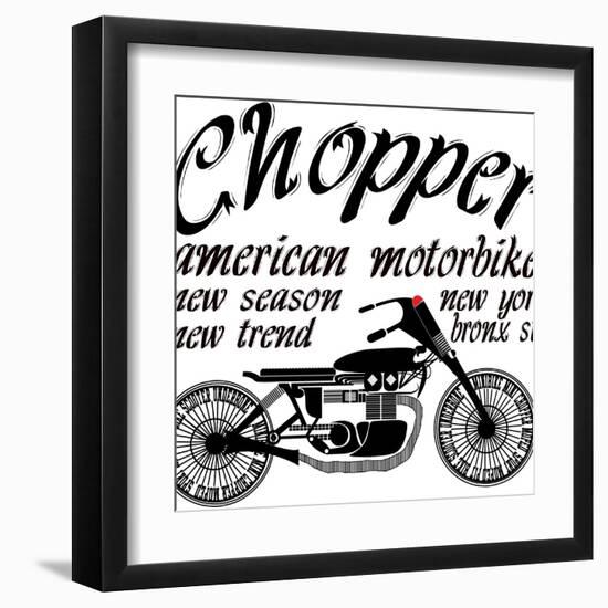 Vintage Motorcycle T-Shirt Graphic-emeget-Framed Art Print