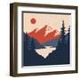 Vintage Mountain Landscape. Vector Illustration-Leo Falckone-Framed Art Print