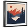 Vintage Mountain Landscape. Vector Illustration-Leo Falckone-Framed Art Print