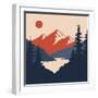 Vintage Mountain Landscape. Vector Illustration-Leo Falckone-Framed Art Print