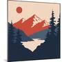 Vintage Mountain Landscape. Vector Illustration-Leo Falckone-Mounted Art Print