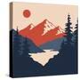 Vintage Mountain Landscape. Vector Illustration-Leo Falckone-Stretched Canvas