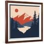 Vintage Mountain Landscape. Vector Illustration-Leo Falckone-Framed Art Print