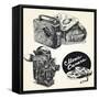 Vintage Movie Cameras-Original Hand Drawn Collection-canicula-Framed Stretched Canvas