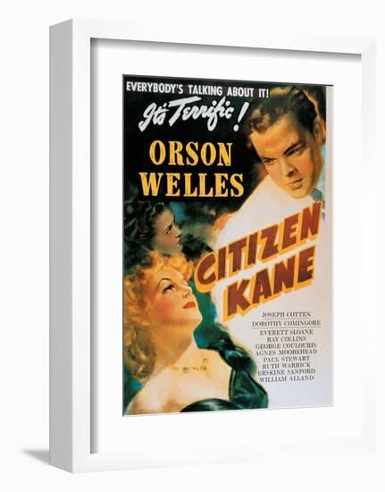 Vintage Movie Poster - Orson Welles in Citizen Kane-null-Framed Art Print