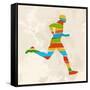 Vintage Multicolor Running Man-cienpies-Framed Stretched Canvas