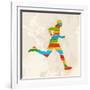 Vintage Multicolor Running Man-cienpies-Framed Art Print