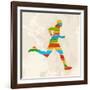 Vintage Multicolor Running Man-cienpies-Framed Art Print