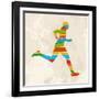 Vintage Multicolor Running Man-cienpies-Framed Art Print