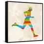 Vintage Multicolor Running Man-cienpies-Framed Stretched Canvas