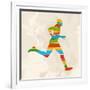 Vintage Multicolor Running Man-cienpies-Framed Art Print