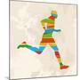 Vintage Multicolor Running Man-cienpies-Mounted Art Print