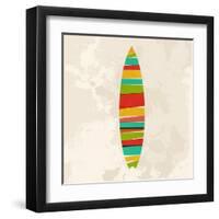 Vintage Multicolor Surfboard-cienpies-Framed Art Print