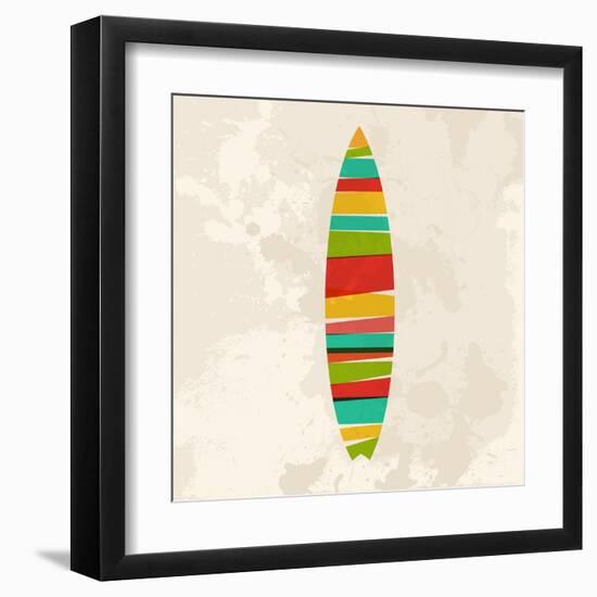 Vintage Multicolor Surfboard-cienpies-Framed Art Print