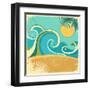 Vintage Nature Sea With Waves And Sun-GeraKTV-Framed Art Print