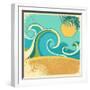 Vintage Nature Sea With Waves And Sun-GeraKTV-Framed Art Print