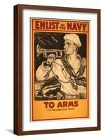 Vintage Navy Recruitment Poster-null-Framed Art Print
