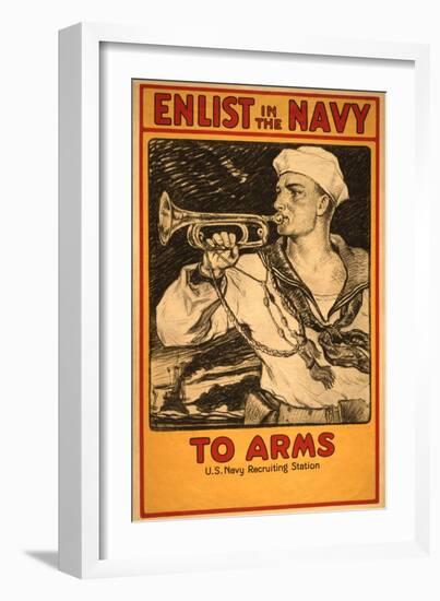 Vintage Navy Recruitment Poster-null-Framed Art Print