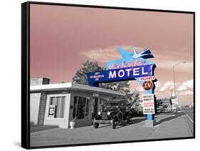 Vintage Neon Motel Sign in America-Salvatore Elia-Framed Stretched Canvas