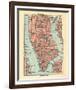 Vintage New York Map-The Vintage Collection-Framed Giclee Print