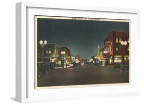 Vintage Night Scene, Las Vegas, Nevada-null-Framed Art Print