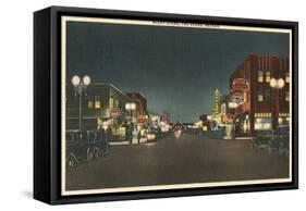 Vintage Night Scene, Las Vegas, Nevada-null-Framed Stretched Canvas