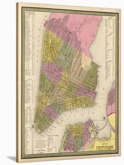 Vintage NYC Map-N. Harbick-Stretched Canvas