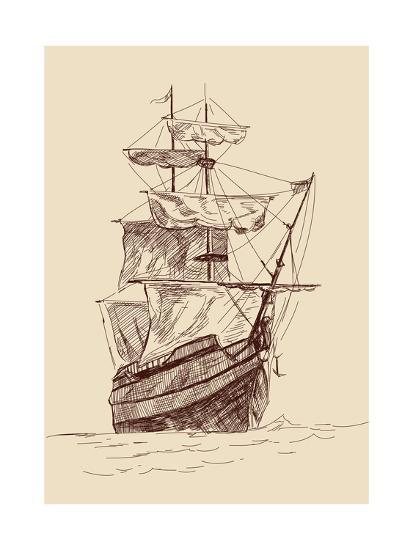 'Vintage Old Ships Illustration.' Art - VladisChern | AllPosters.com