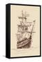 Vintage Old Ships Illustration.-VladisChern-Framed Stretched Canvas