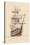 Vintage Old Ships Illustration.-VladisChern-Stretched Canvas