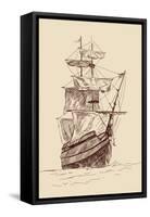 Vintage Old Ships Illustration.-VladisChern-Framed Stretched Canvas