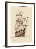 Vintage Old Ships Illustration.-VladisChern-Framed Art Print
