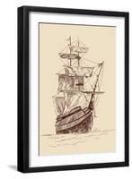 Vintage Old Ships Illustration.-VladisChern-Framed Art Print