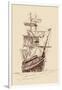 Vintage Old Ships Illustration.-VladisChern-Framed Art Print