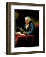 Vintage painting of Benjamin Franklin, one of America's Founding Fathers.-Vernon Lewis Gallery-Framed Art Print