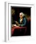 Vintage painting of Benjamin Franklin, one of America's Founding Fathers.-Vernon Lewis Gallery-Framed Art Print