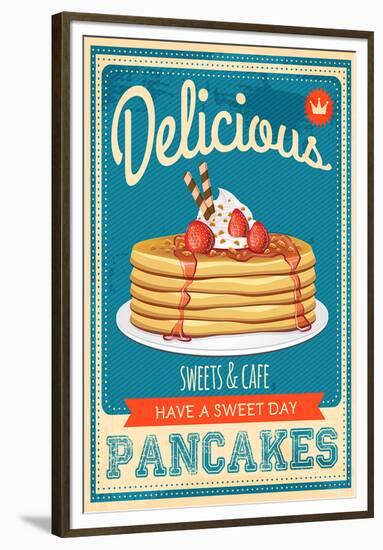 Vintage Pancakes Sign-null-Framed Premium Giclee Print