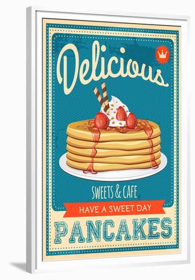 Vintage Pancakes Sign-null-Framed Premium Giclee Print