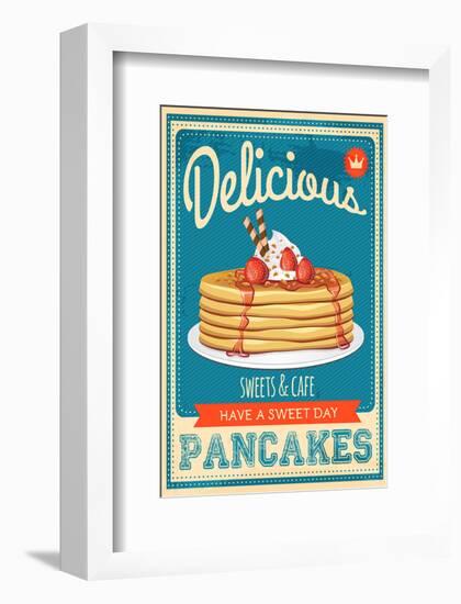 Vintage Pancakes Sign-null-Framed Art Print