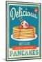 Vintage Pancakes Sign-null-Mounted Art Print