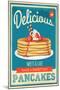 Vintage Pancakes Sign-null-Mounted Art Print