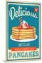 Vintage Pancakes Sign-null-Mounted Art Print
