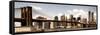 Vintage Panoramic, Skyline of NYC, Manhattan and Brooklyn Bridge, One World Trade Center, US-Philippe Hugonnard-Framed Stretched Canvas