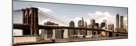 Vintage Panoramic, Skyline of NYC, Manhattan and Brooklyn Bridge, One World Trade Center, US-Philippe Hugonnard-Mounted Photographic Print