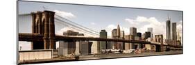 Vintage Panoramic, Skyline of NYC, Manhattan and Brooklyn Bridge, One World Trade Center, US-Philippe Hugonnard-Mounted Photographic Print