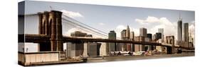 Vintage Panoramic, Skyline of NYC, Manhattan and Brooklyn Bridge, One World Trade Center, US-Philippe Hugonnard-Stretched Canvas