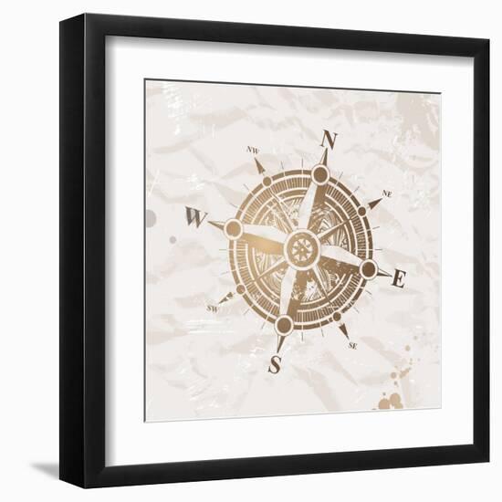 Vintage Paper With Compass Rose-vso-Framed Art Print